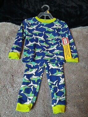 Kidgets Boys NWT Blue Green Shark Snug Fit Pajama Set - Size 24M